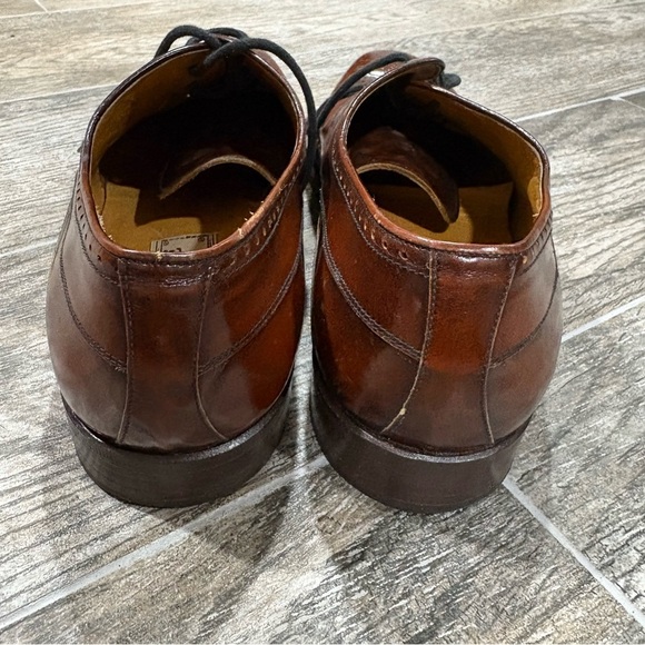 STEEPLE GATE Mens Leather Brown Wingtip Dress Shoes Sz 9.5 Preppy Academia Italy - Picture 6 of 11